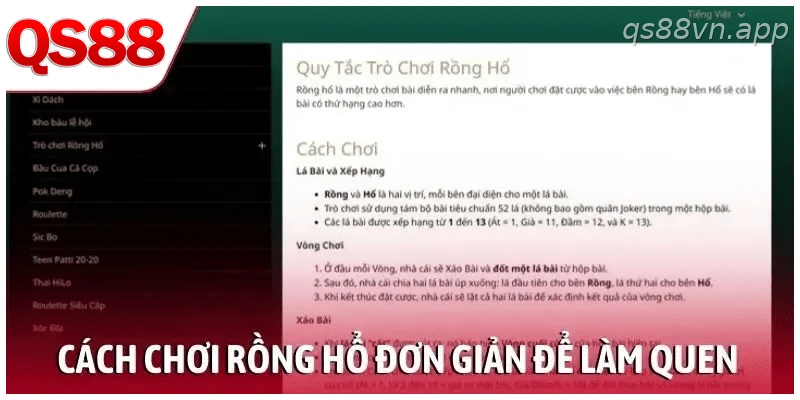 Cách chơi rồng hổ đơn giản để tân thủ làm quen